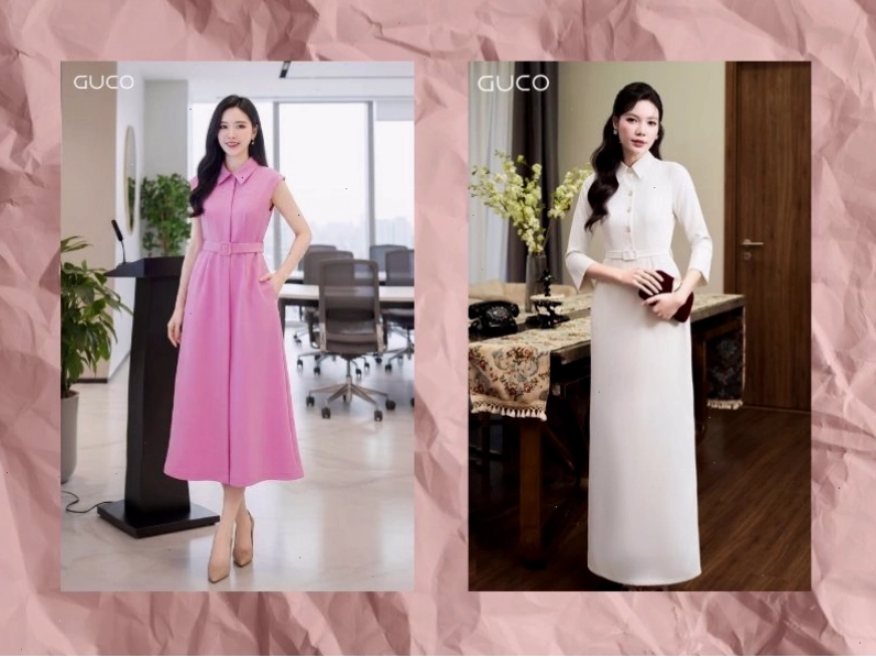 Đầm cổ vest sang trọng, thanh lịch cho phái nữ công sở