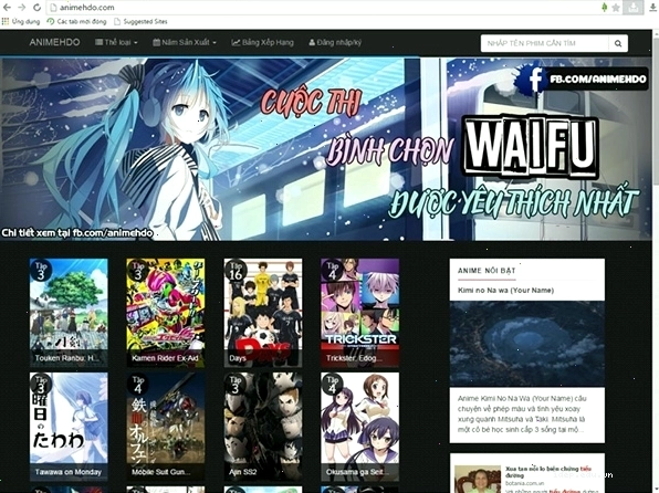 Giao diện trang web xem anime Animevietsub.org