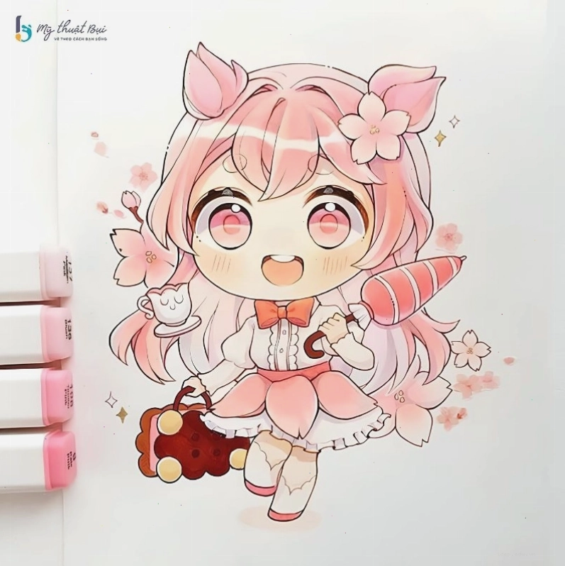 Hình ảnh anime chibi nữ dễ thương với đôi mắt to tròn