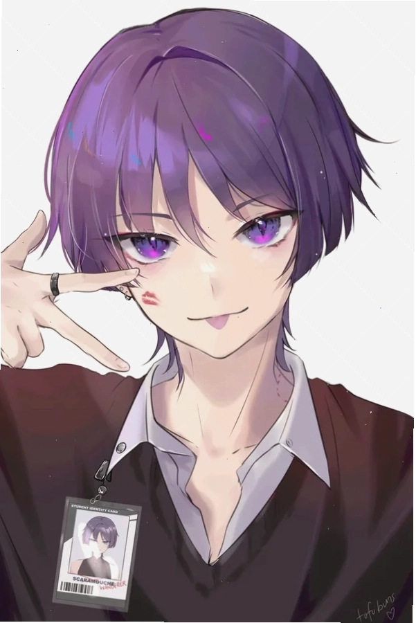 Hình ảnh anime nam với mái tóc bồng bềnh và nụ cười nhẹ nhàng