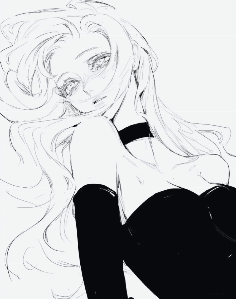 Hình ảnh anime nữ buồn đen trắng với đôi mắt biểu cảm