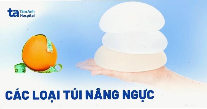 Hình ảnh minh họa các loại túi ngực được sử dụng trong phẫu thuật nâng ngực