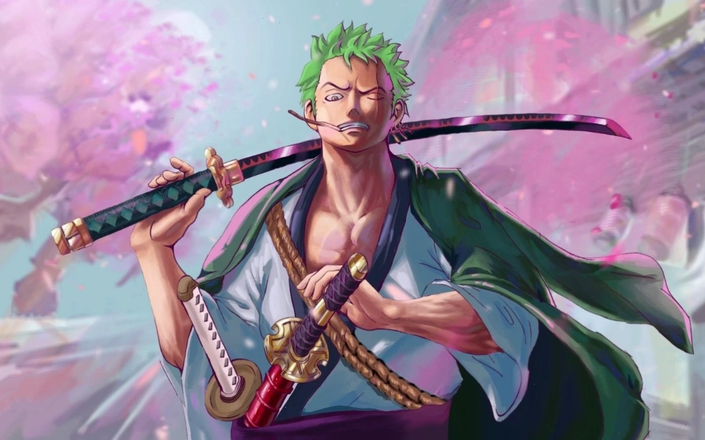 Hình ảnh Zoro đang trong thế tấn công, thể hiện sự quyết đoán