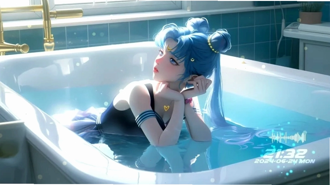 Hình nền 4k anime cô gái mặc trang phục màu xanh
