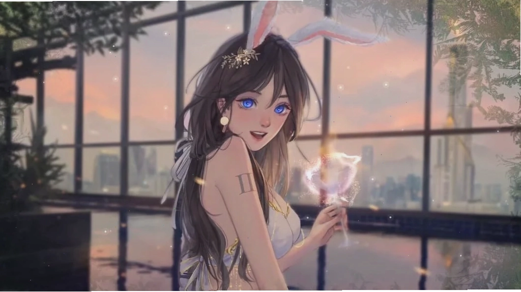 Hình nền 4k anime nữ với tai thỏ dễ thương