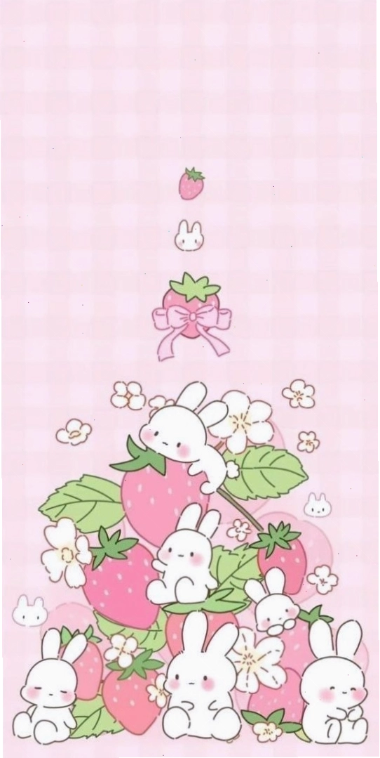 Hình nền điện thoại anime màu hồng cute với nhân vật chibi đáng yêu