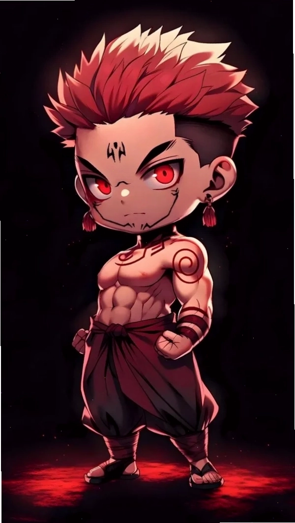 Hình nền Sukuna chibi với phong cách ngầu
