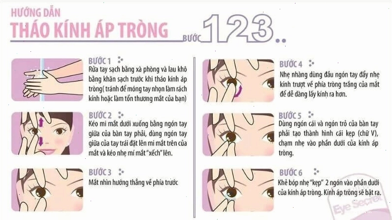 Hướng dẫn cách tháo kính áp tròng bằng tay