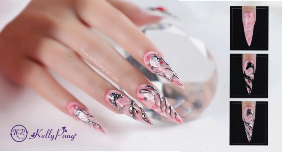 Hướng dẫn phối nail design marble đỏ trắng