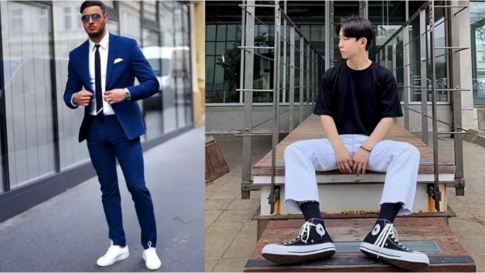 Kết hợp giày thể thao nam với quần tây và áo sơ mi cho phong cách công sở