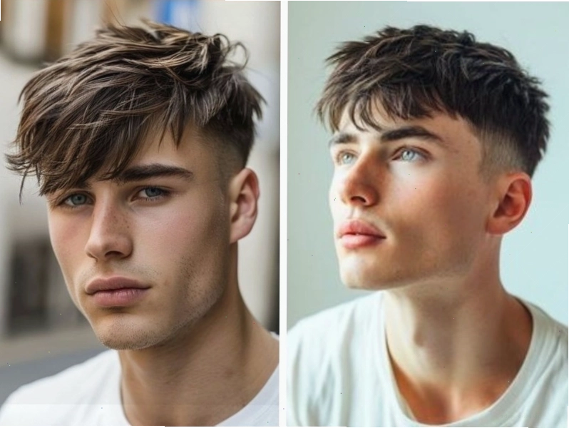 Kiểu short quiff dài với phần mái rẽ ngôi hoặc để tự nhiên phù hợp với mặt dài