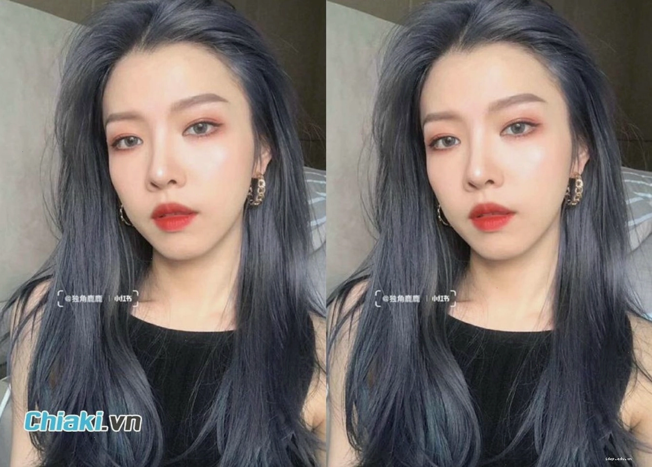 Kiểu tóc màu xanh khói trầm ấm, tạo vẻ ngoài bí ẩn và sang trọng