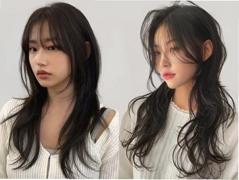 Kiểu tóc mullet nữ dài với mái tóc bồng bềnh và nữ tính