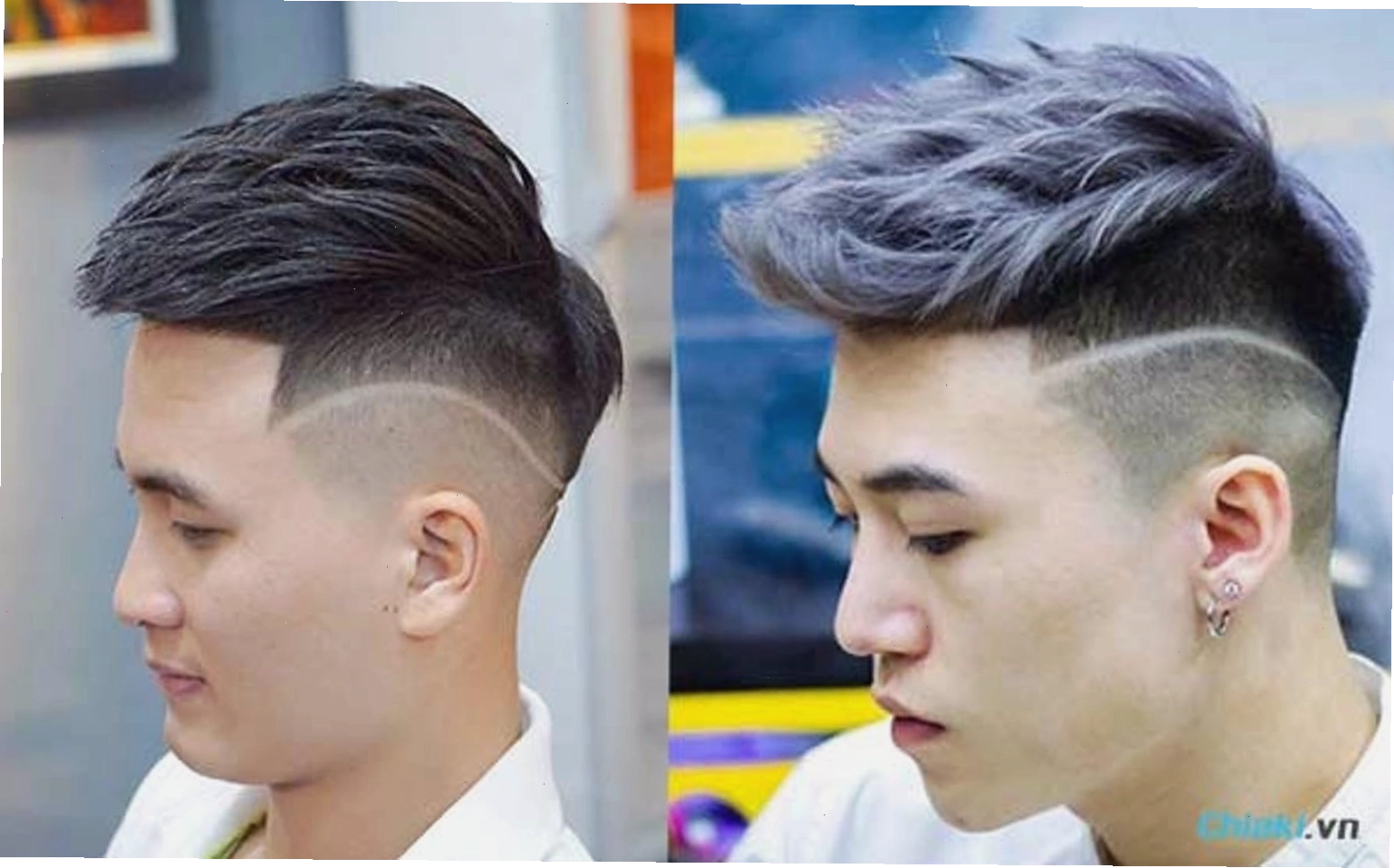 Mẫu kẻ tóc nam nghệ thuật với một vạch sắc nét