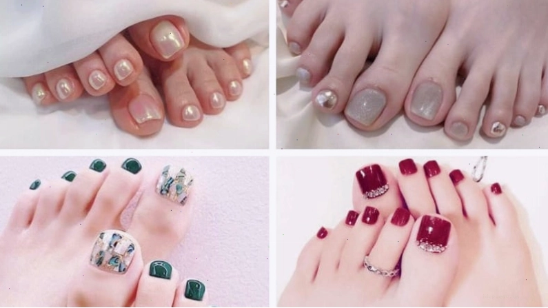 Mẫu nail chân bắt mắt với tone đỏ hồng