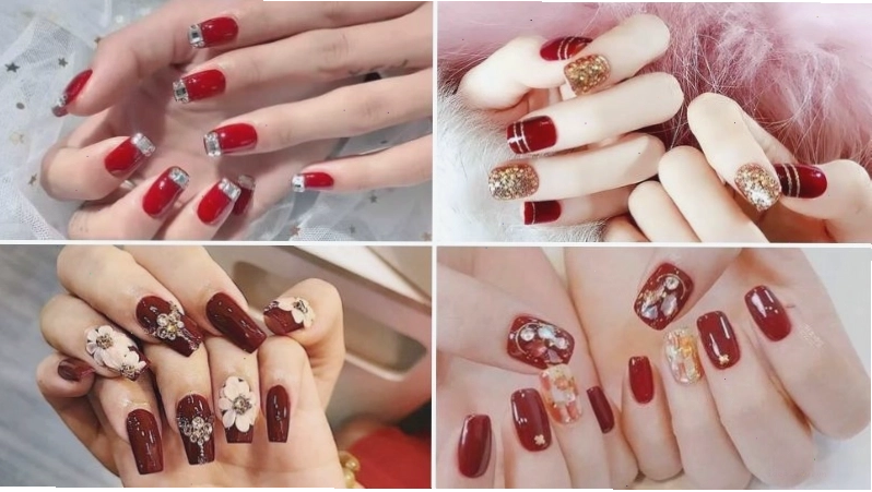 Mẫu nail đơn giản với gam màu đỏ trơn quyến rũ và cuốn hút