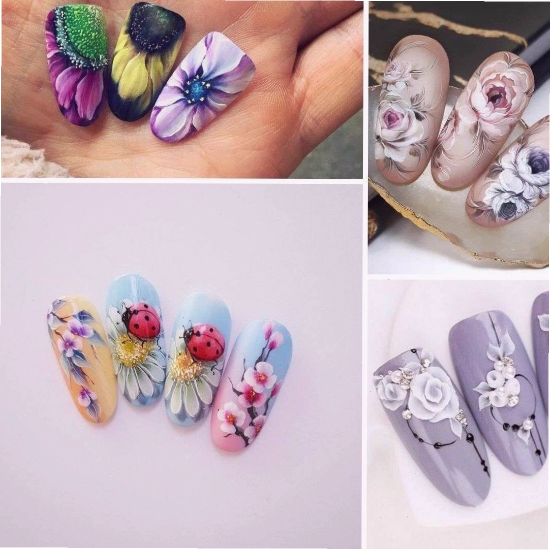 Mẫu nail hoa 3D tạo hiệu ứng sống động như thật trên móng tay