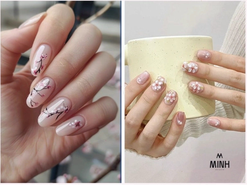 Mẫu nail hoa anh đào mang vẻ đẹp lãng mạn, bay bổng