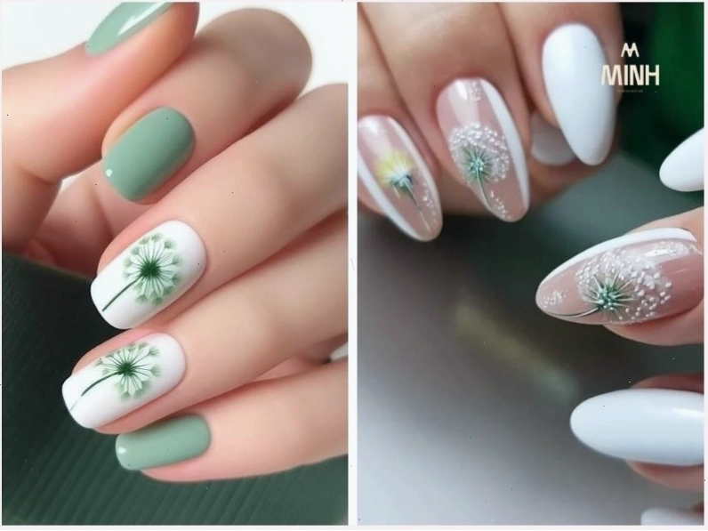 Mẫu nail hoa bồ công anh với hình ảnh cánh hoa bay lãng mạn