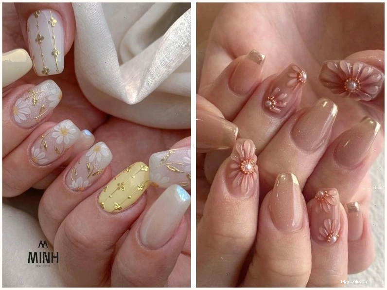 Mẫu nail hoa nổi 3D với hiệu ứng ba chiều ấn tượng