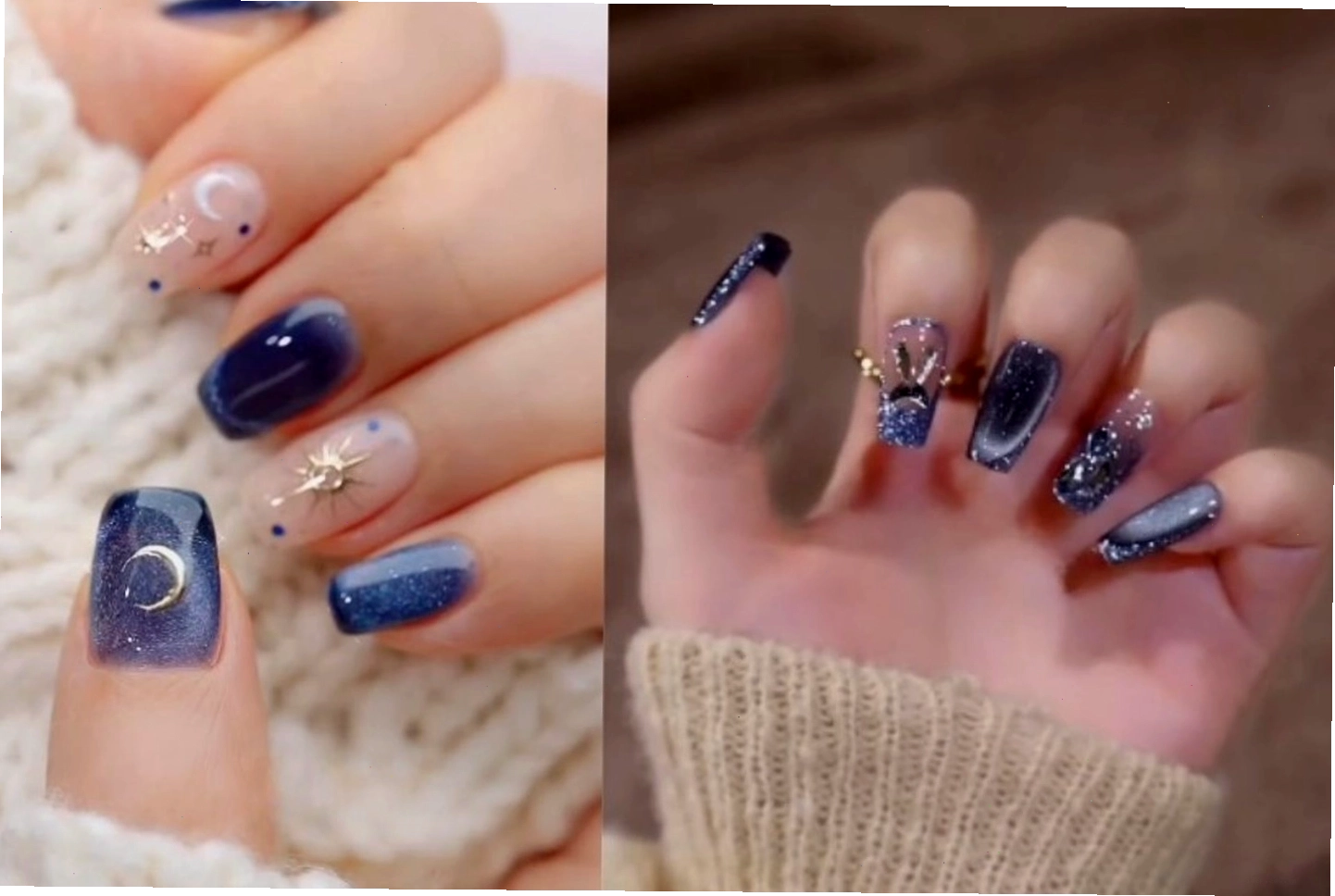 Mẫu nail mắt mèo Galaxy lấp lánh như bầu trời đêm