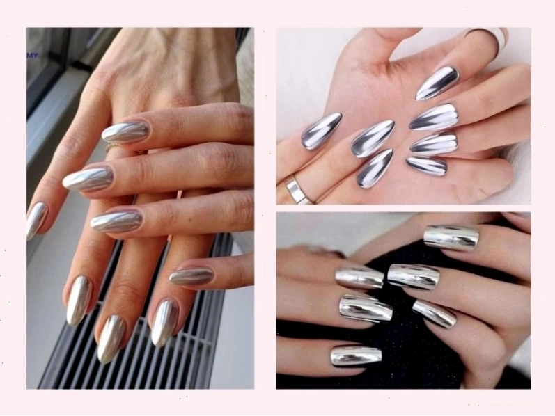 Mẫu nail màu bạc lấp lánh nổi bật dưới ánh sáng