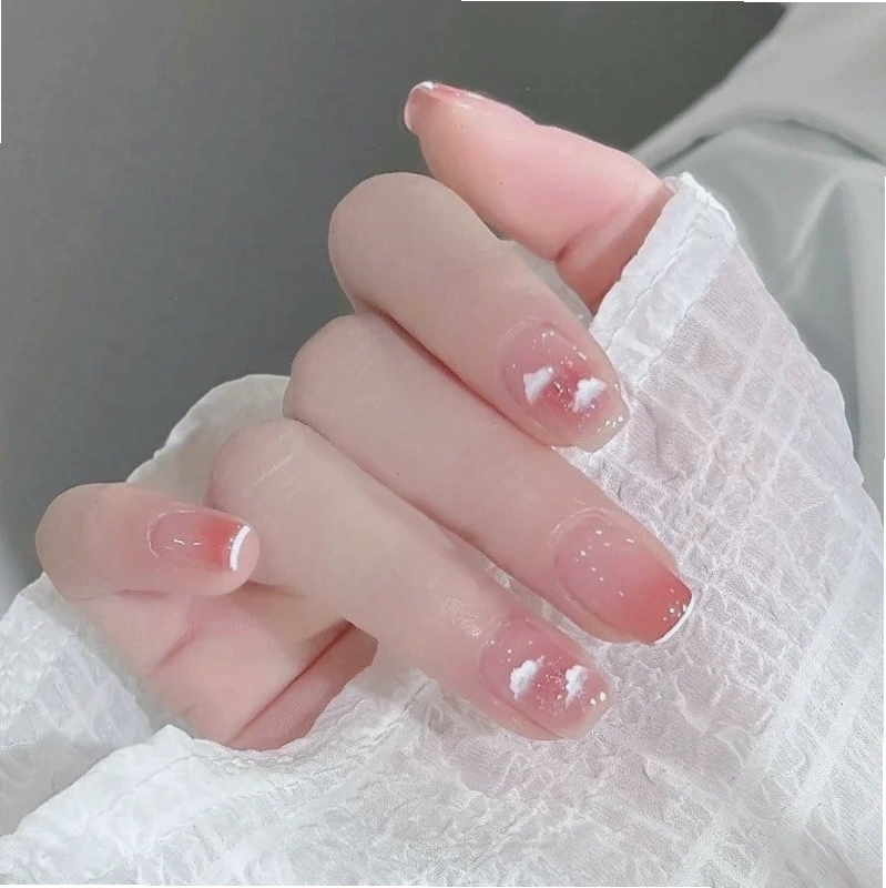 Mẫu nail màu hồng thạch ombre chuyển màu tinh tế
