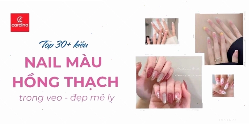 Mẫu nail màu hồng thạch trong veo, ngọt ngào và quyến rũ