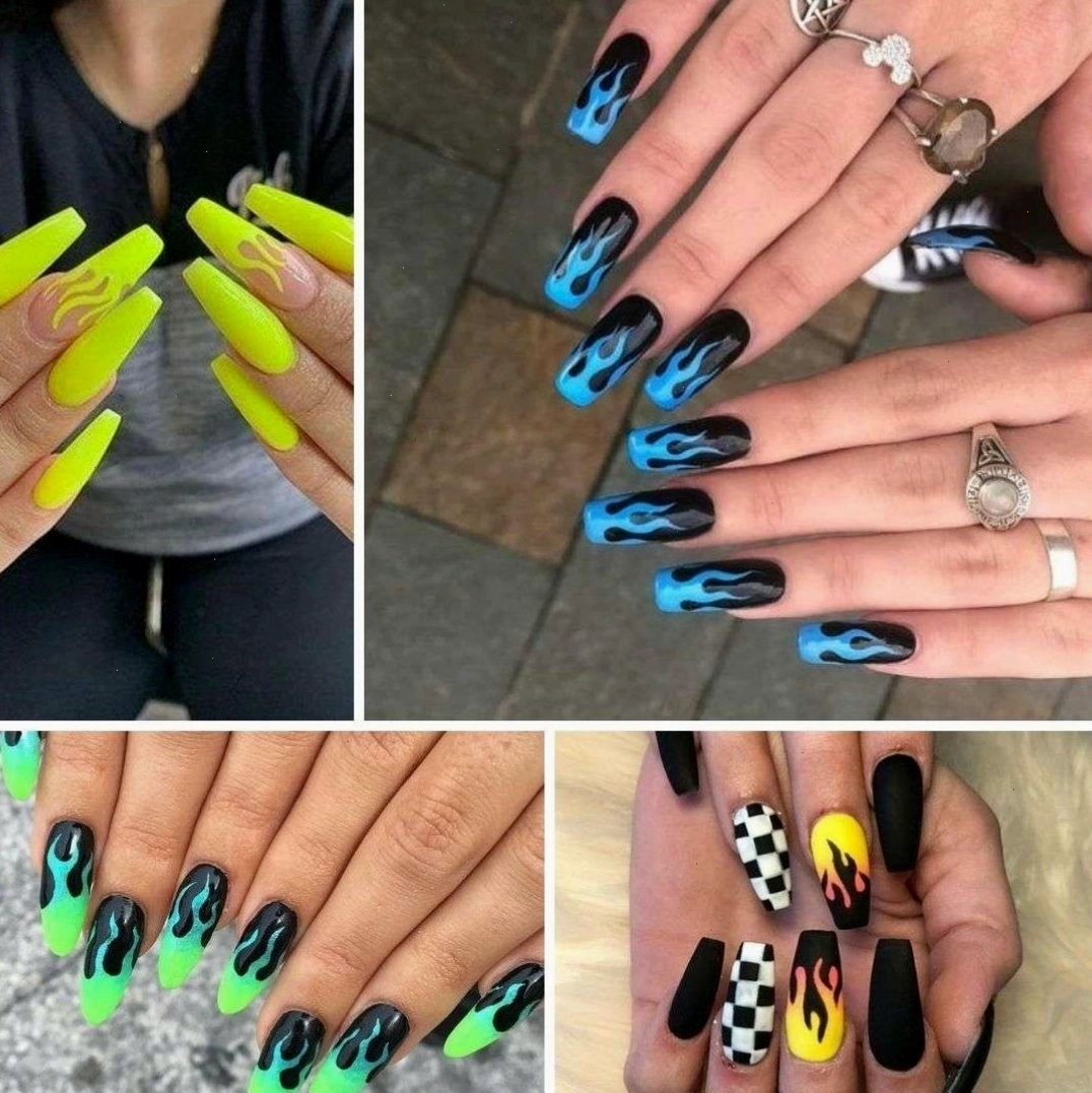 Mẫu nail móng lửa với gam màu nóng bỏng
