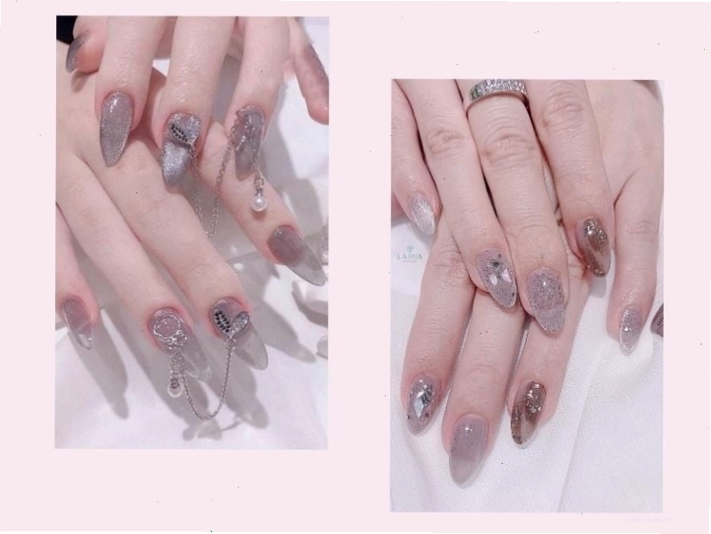 Mẫu nail sang chảnh đính đá lấp lánh tạo vẻ quyến rũ