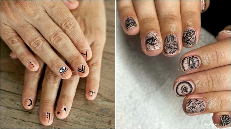 Mẫu nail stamping với họa tiết sắc nét và tinh xảo