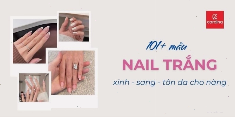 Mẫu nail trắng tinh khôi với họa tiết hoa nhí tinh xảo