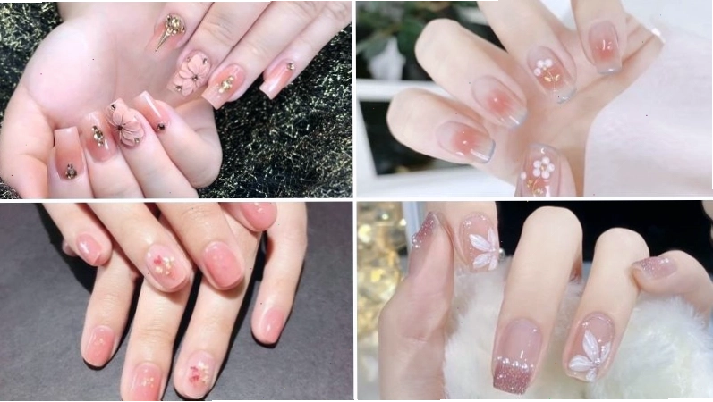 Mẫu nail vẽ hoa cúc nhỏ xinh trên nền màu xanh mint dịu mát