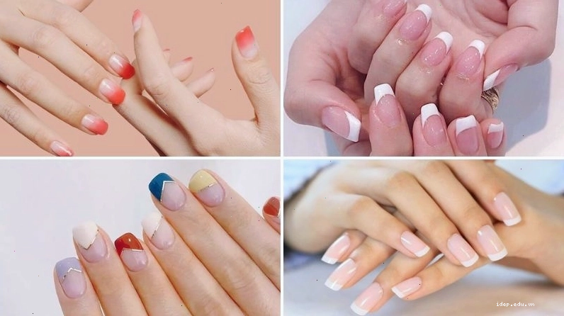 Mẫu nail vẽ nửa móng với hai màu sắc tương phản tạo điểm nhấn