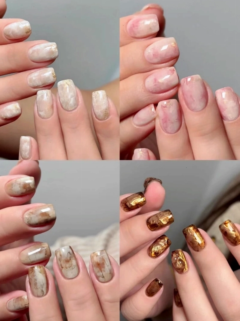 Mẫu nail vuông dài với hiệu ứng mắt mèo độc đáo
