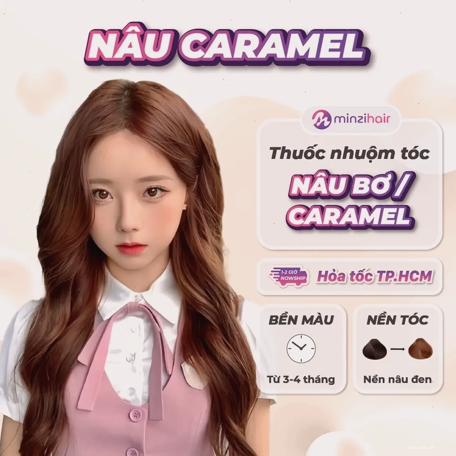 Màu tóc nâu caramel rất hợp với tông da Châu Á