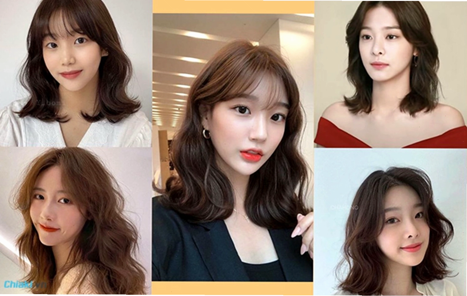 Mẫu tóc uốn ngang vai trung niên uốn cụp đuôi tự nhiên và trẻ trung