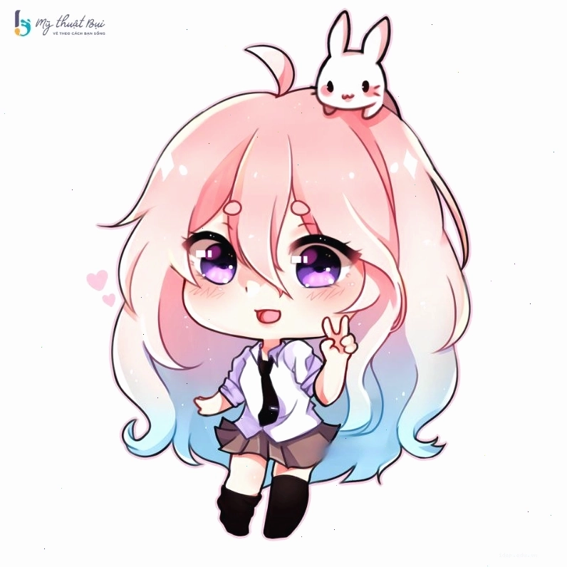Mẫu vẽ anime nữ đơn giản với tóc đuôi ngựa