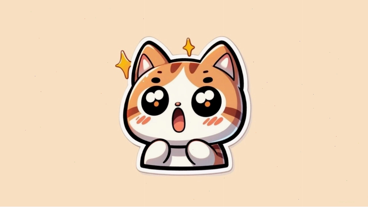 Mèo Chibi mập tròn đang ngồi tạo dáng