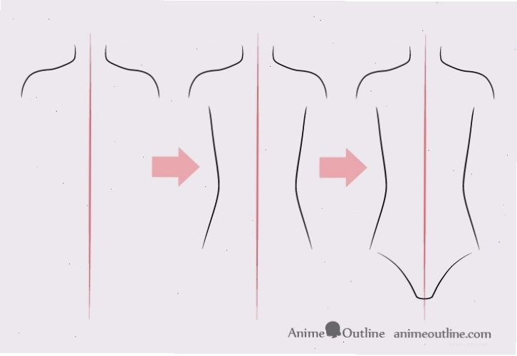 Minh họa các bước hoàn chỉnh bản vẽ body anime nữ