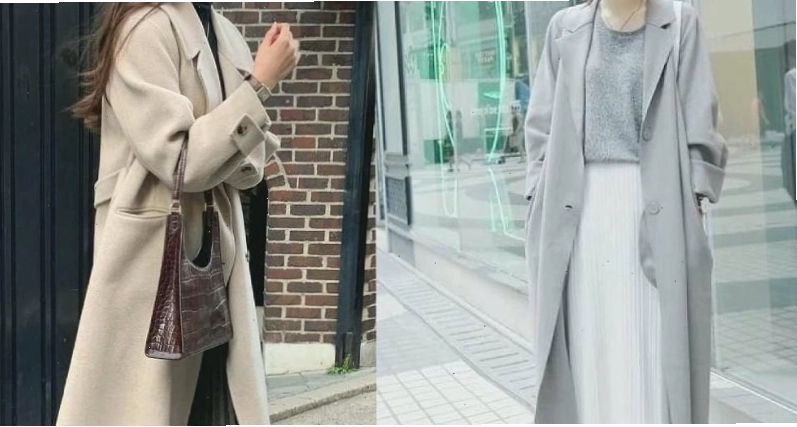 Mix đồ với áo dạ dáng suông màu xám thanh lịch