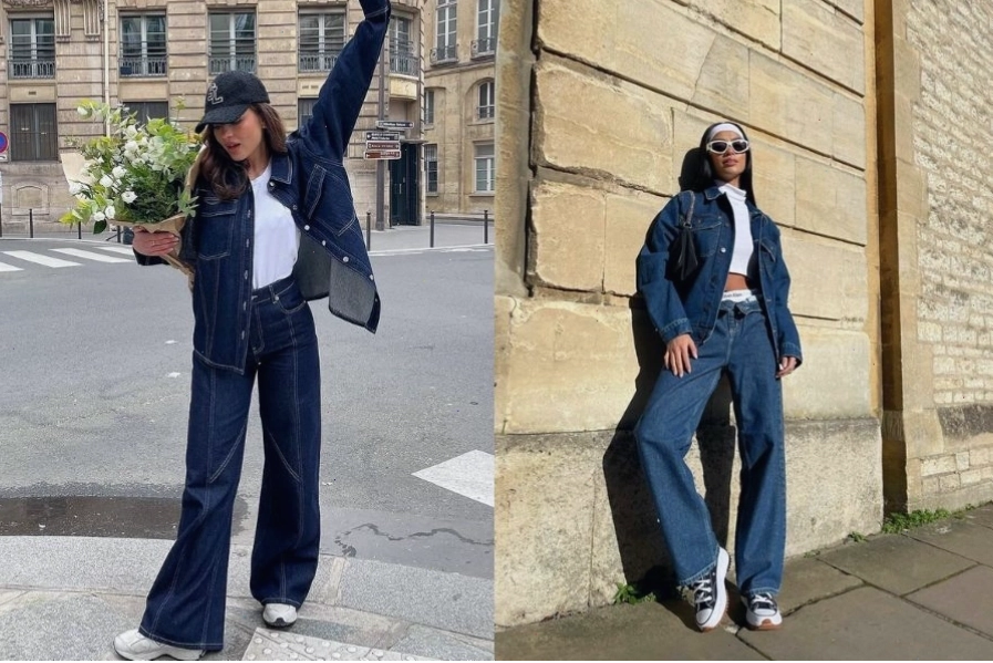 Mix & match quần jean ống suông và áo khoác jean nữ sành điệu