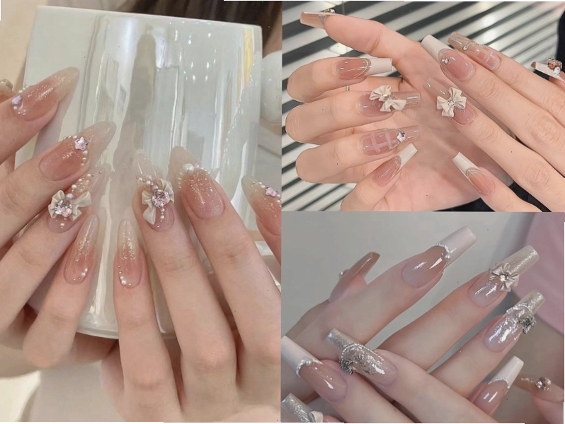 Nail cô dâu đính nơ ngọt ngào và nữ tính