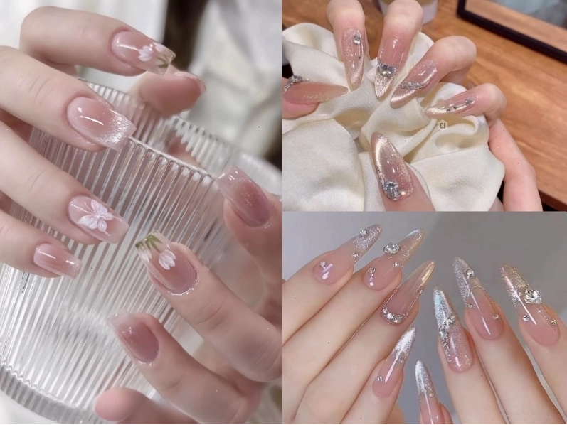 Nail cô dâu mắt mèo lấp lánh thu hút