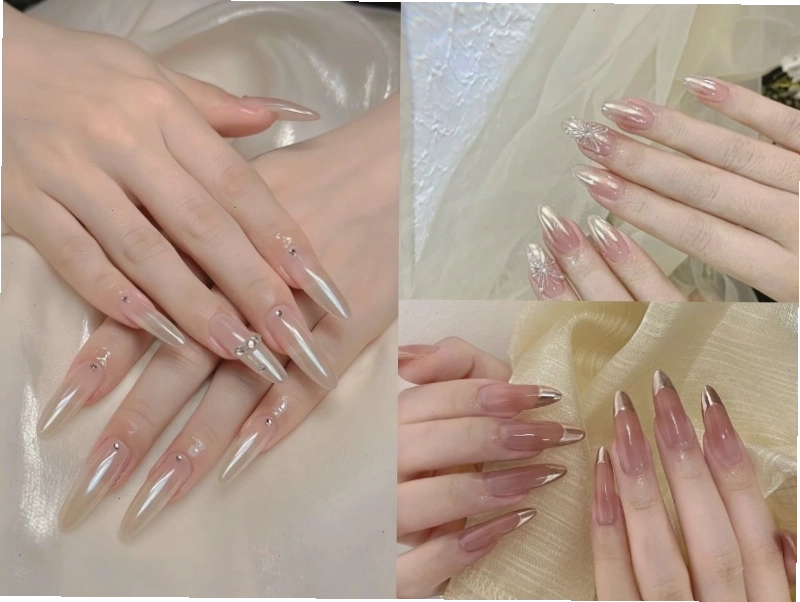 Nail cô dâu tráng gương tạo hiệu ứng độc đáo