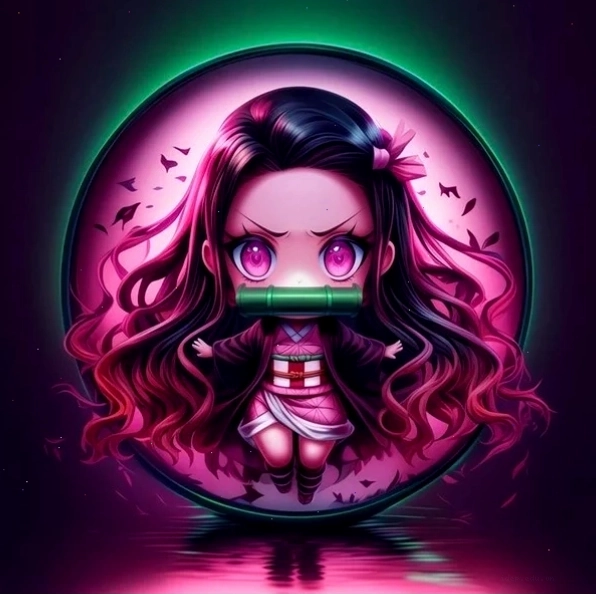 Nezuko cute anime trong tư thế chiến đấu