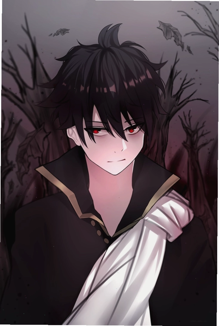 Nhân vật anime nam đẹp trai với đôi mắt sắc sảo và biểu cảm bí ẩn