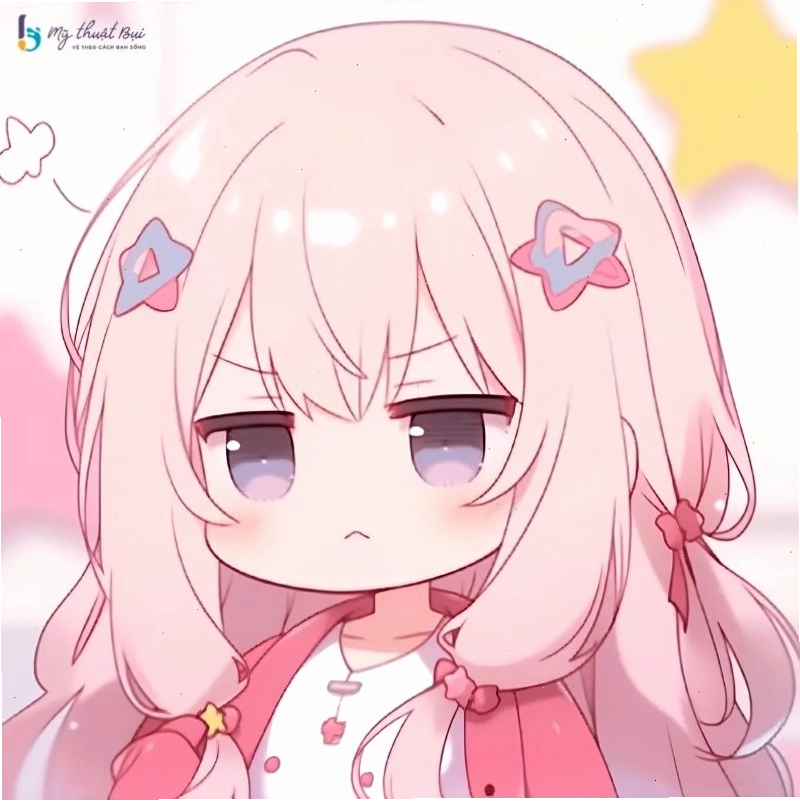 Nhân vật anime nữ đáng yêu với trang phục màu hồng dễ thương