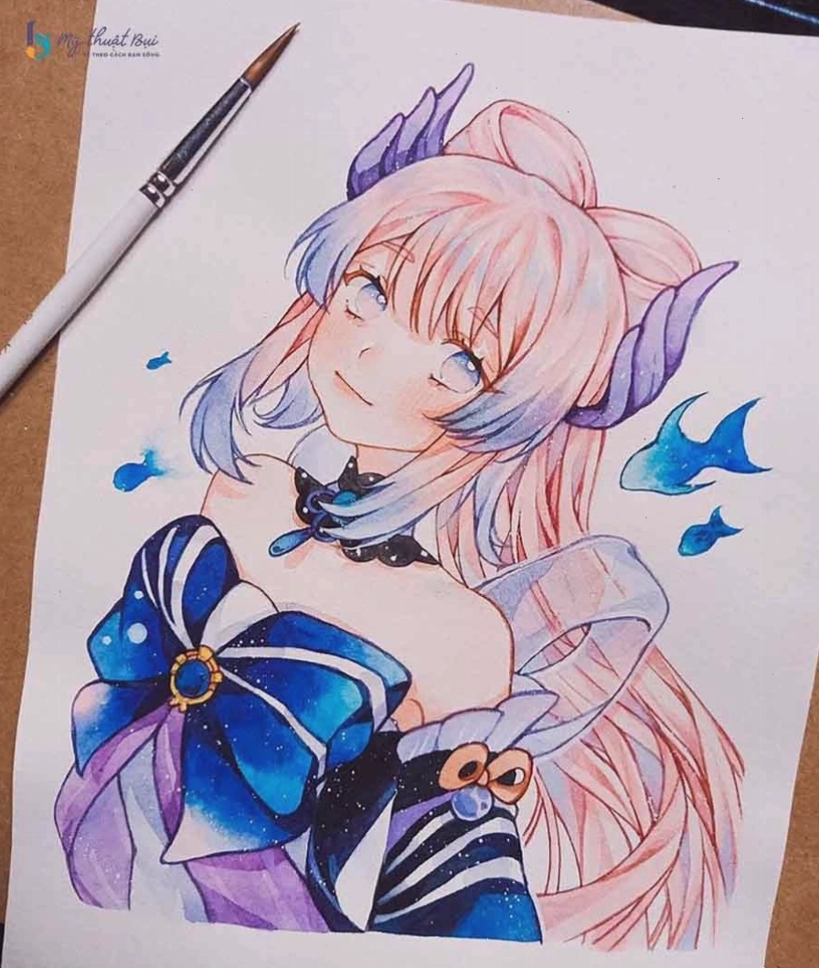 Nhân vật anime nữ với tư thế năng động và cá tính