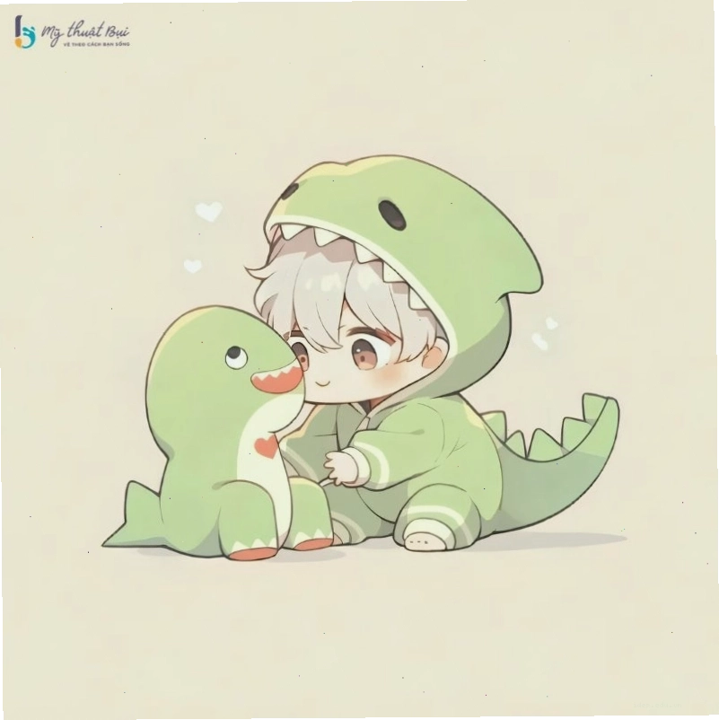 Nhân vật chibi nam dễ thương với mái tóc rối tự nhiên